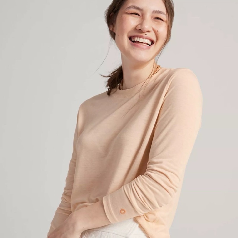 ALLBIRDS trinoXO LS tee Classic FIT ASPEN TOP size: SMALL wool Blended EUC!